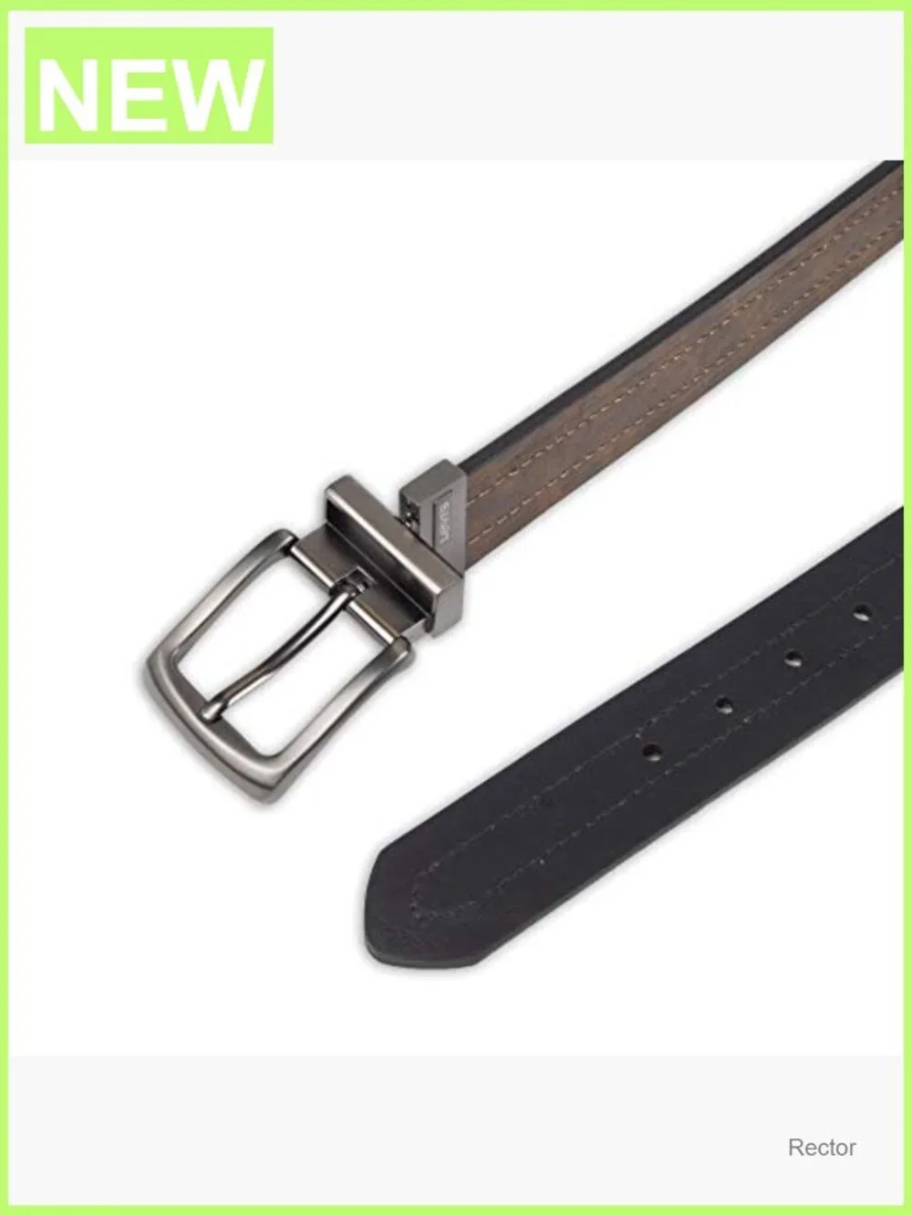 Reversible Casual Belt with Square Buckle for Men